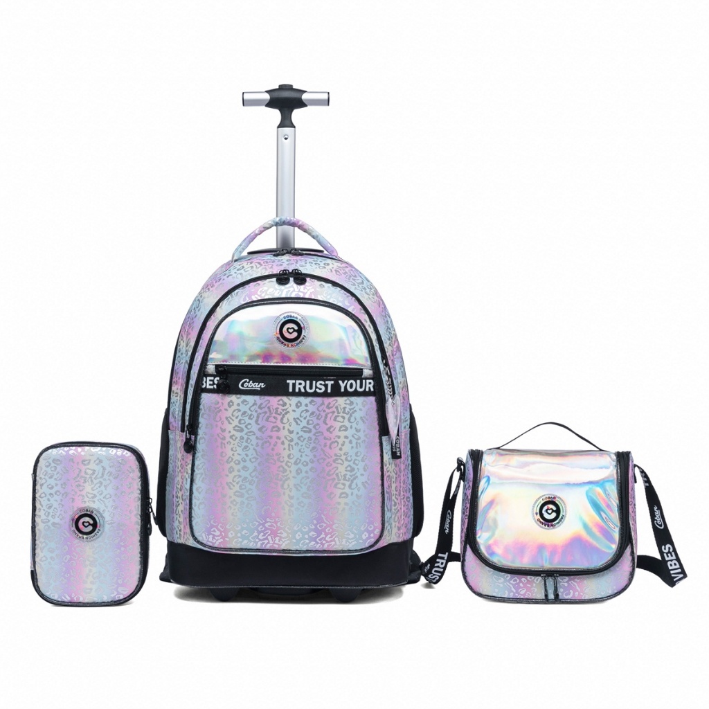 Kit Mochila Costa Infantil Rodinhas Estojo Lancheira Juvenil Coban