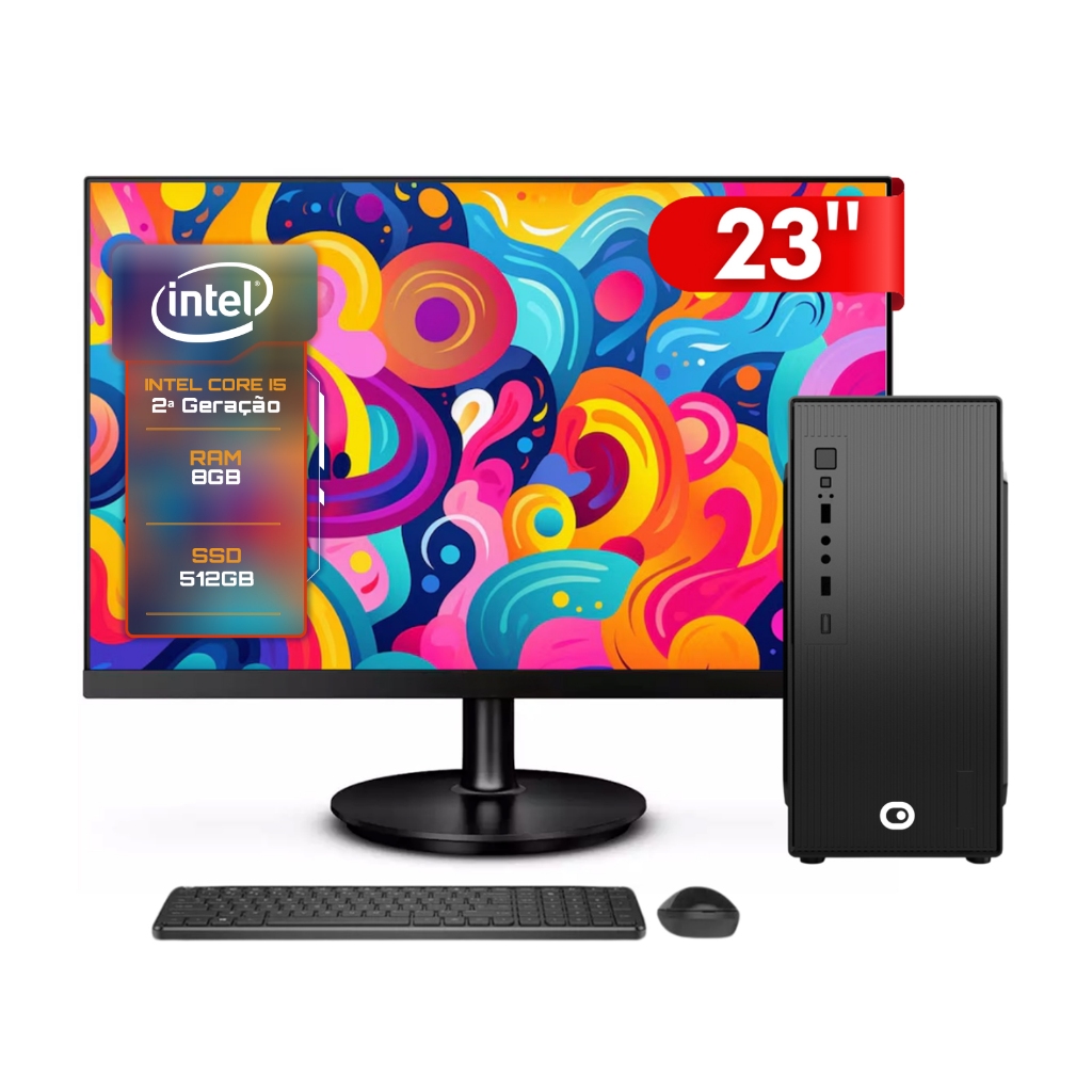 Computador Completo 2Eletro Fast Intel Core i5, 8GB, SSD 512GB, Monitor 23" Full HD CD2E-0129FA