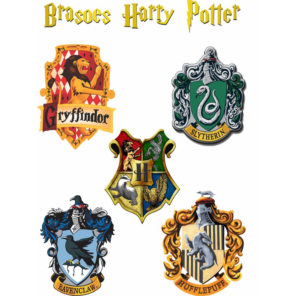 Adesivo Parede Brasão das 4 Casas Harry Potter Grifnória Corvinal Sonserina Lufa Lufa