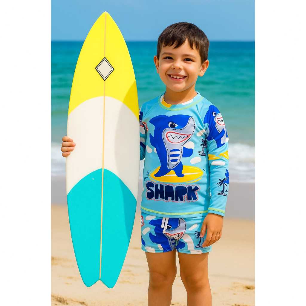 Conjunto Infantil Para Praia Piscina Com Proteção Uv50 Sunga e Blusa