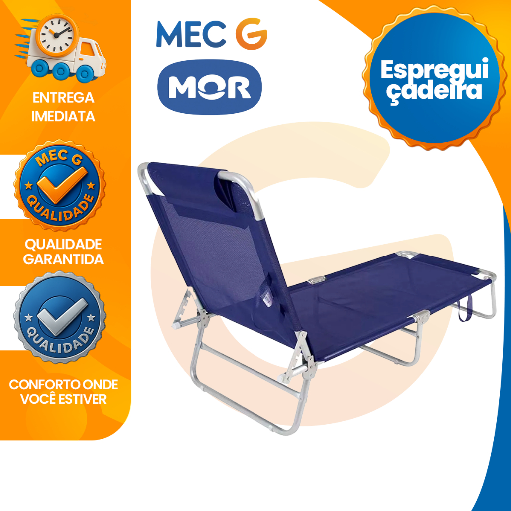 Cadeira de Praia Piscina Espreguiçadeira Aluminio Leve Dobravel Resistente 4 Posições Até 100Kg Mor em Oferta na Shopee