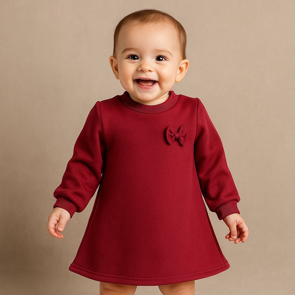 Vestido Moletom infantil Menina Inverno Quentinho, Confortável e Estiloso