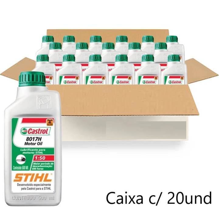 Kit Óleo Stihl Castrol Lubrificante 8017H 2T 500ml Original Caixa C/20 Unidades em Oferta na Shopee