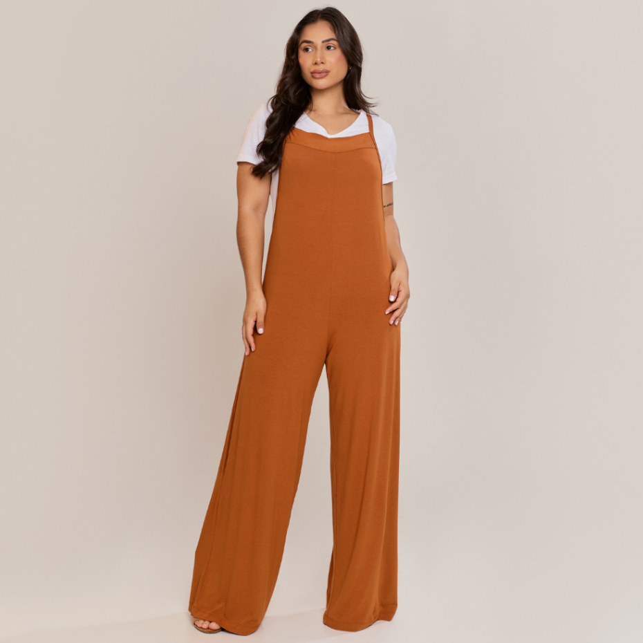 Macacão Jardineira Feminino Longo em Viscolycra - Confortável, Casual e Estiloso