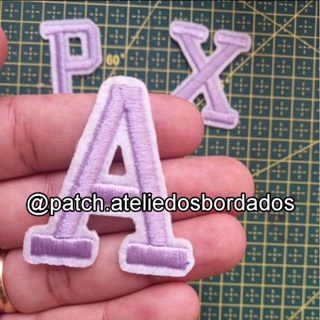 Patch Adesivo de Roupa Aplique Bordado termocolante letras Lilás em Oferta na Shopee