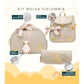 Kit Maternidade 3 Peças Bolsa, Mochila e Trocador Personalizado Térmica Impermeável, Coleção Colômbia em Oferta na Shopee