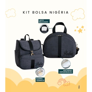 Kit Maternidade 2 Peças Bolsa e Mochila Personalizado Térmica Impermeável, Coleção Nigéria em Oferta na Shopee