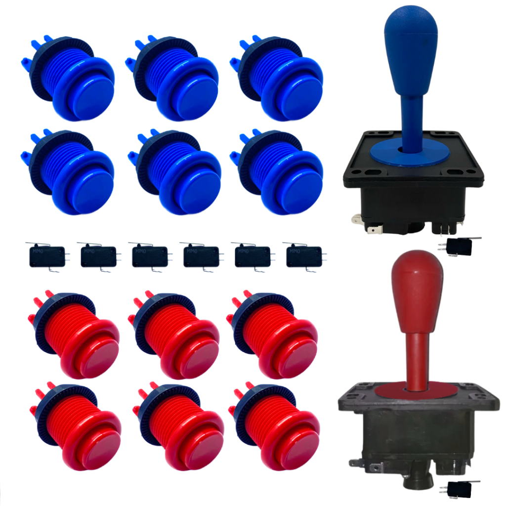 12 Botão Nylon Arcade 2 Comando Joystick Colorido Fliperama