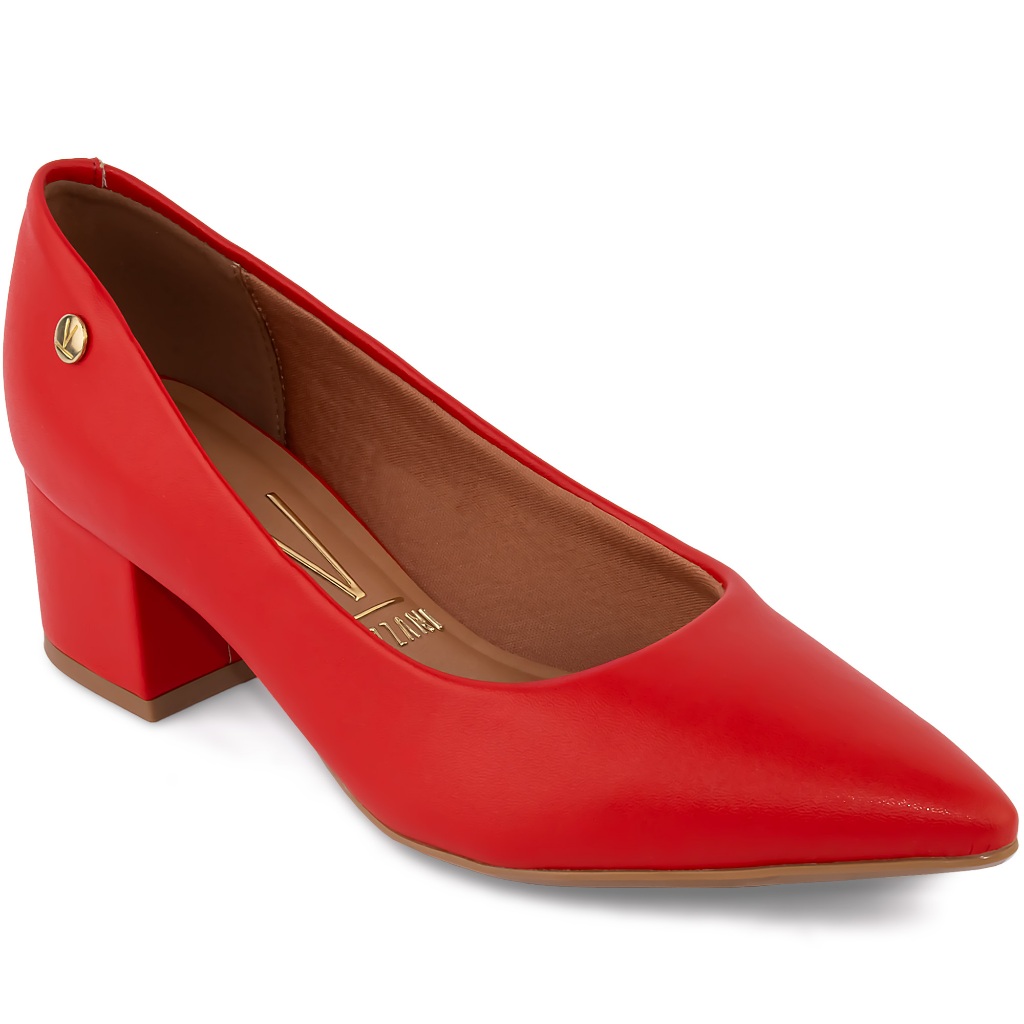 Scarpin Vizzano Salto Médio Bloco Sapato Confortável Vermelho 1220.315 em Oferta na Shopee
