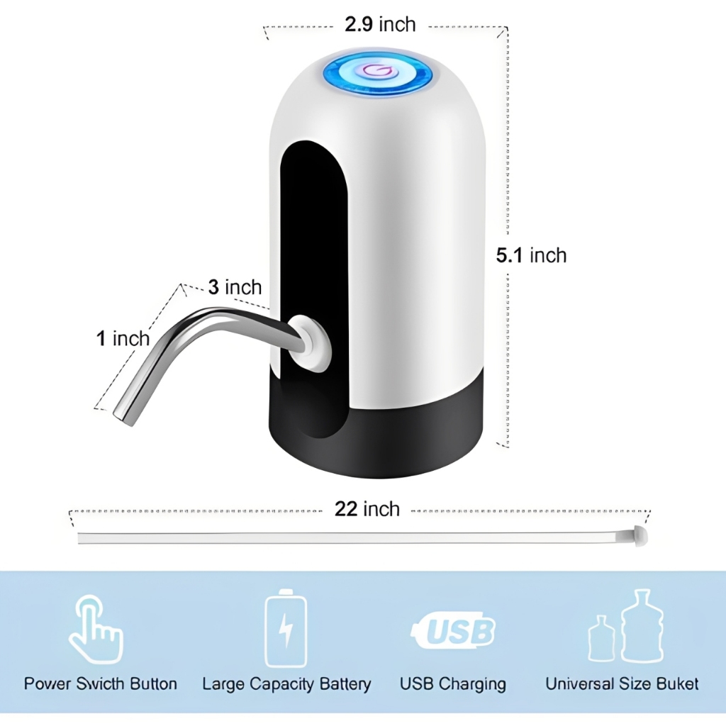 Detalhes do Bomba de Água Elétrica Recarregável USB para Galão – Universal, Prática e Portáti