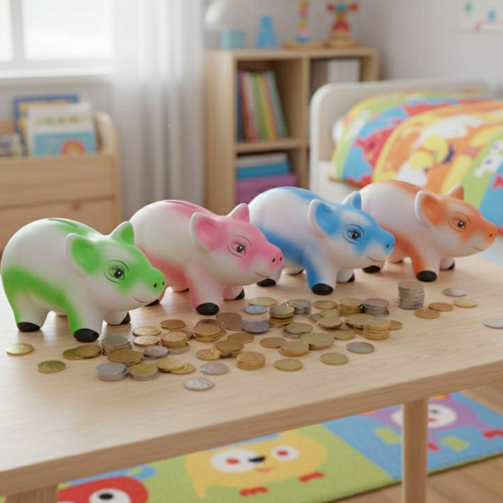 Porquinho Cofre Porta Moedas em Cerâmica Decorada Cofrinho Poupança Quarto Infantil Colorido Promoção mais vendido em Oferta na Shopee