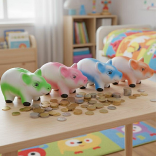 Porquinho Cofre Porta Moedas em Cerâmica Decorada Cofrinho Poupança Quarto Infantil Colorido Promoção mais vendido em Oferta na Shopee