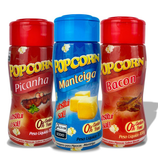 Combo Popcorn - 03 Sabores - Manteiga, Picanha e Bacon em Oferta na Shopee