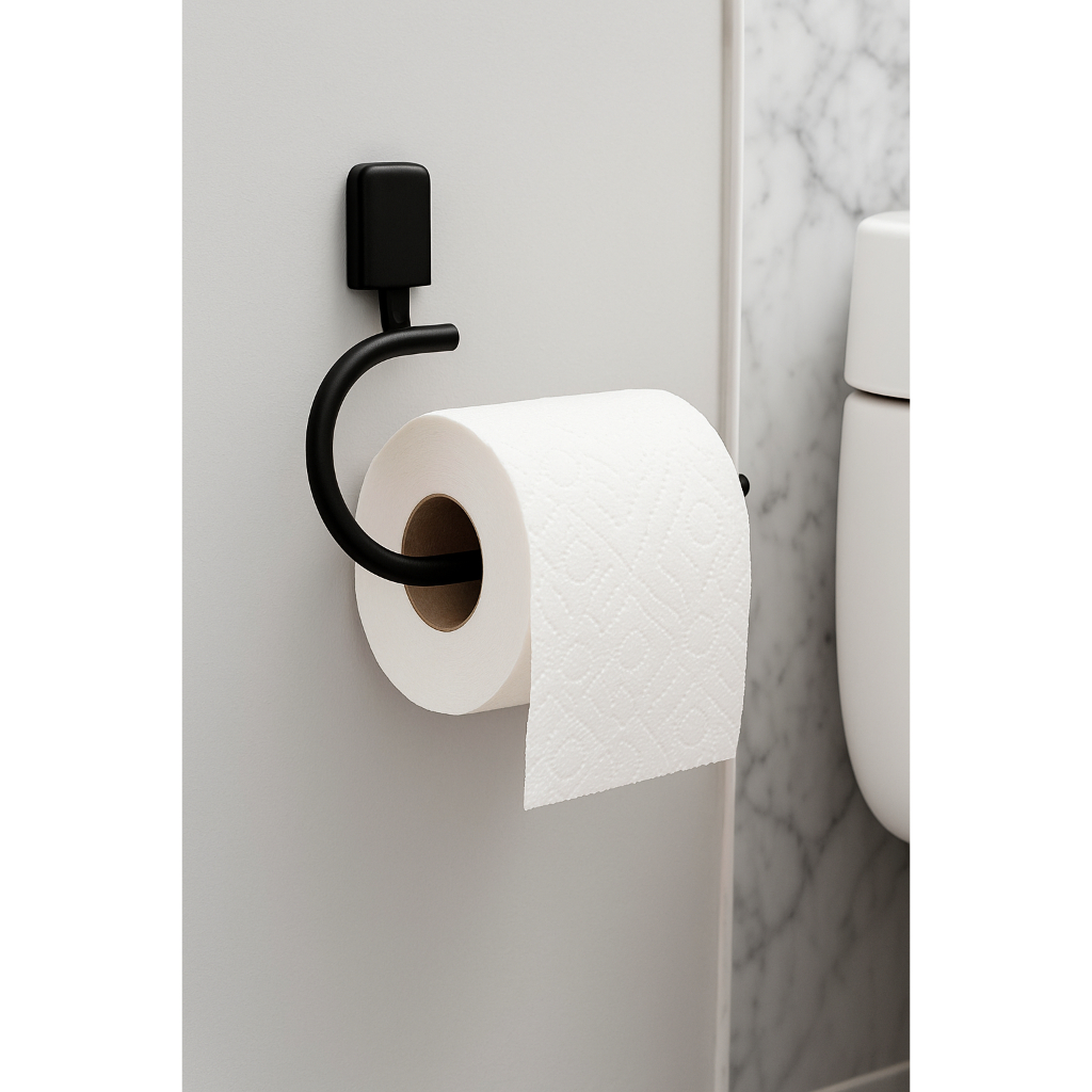 Papeleira Preta de Alumínio Linha Città Black Porta Papel de Banheiro