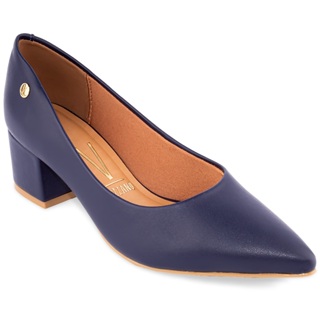 Scarpin Vizzano Salto Médio Bloco Sapato Confortável Navy 1220.315 em Oferta na Shopee