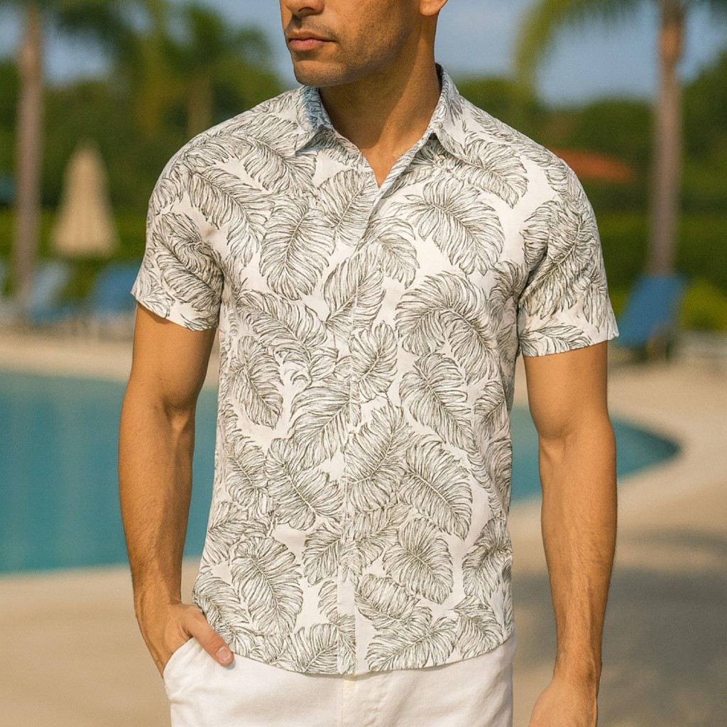 Kit 3 Camisa Social Masculina Florida Blusa Masculina Social Manga Curta Camiseta Social de Viscose Estamapada