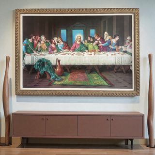 Quadro Gigante Santa Ceia 72x102 (60X90)  Moldura Dourada em Oferta na Shopee