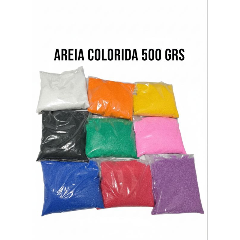 AREIA COLORIDA 500 GRS - DECORAÇÃO E ARTESANATO. em Oferta na Shopee