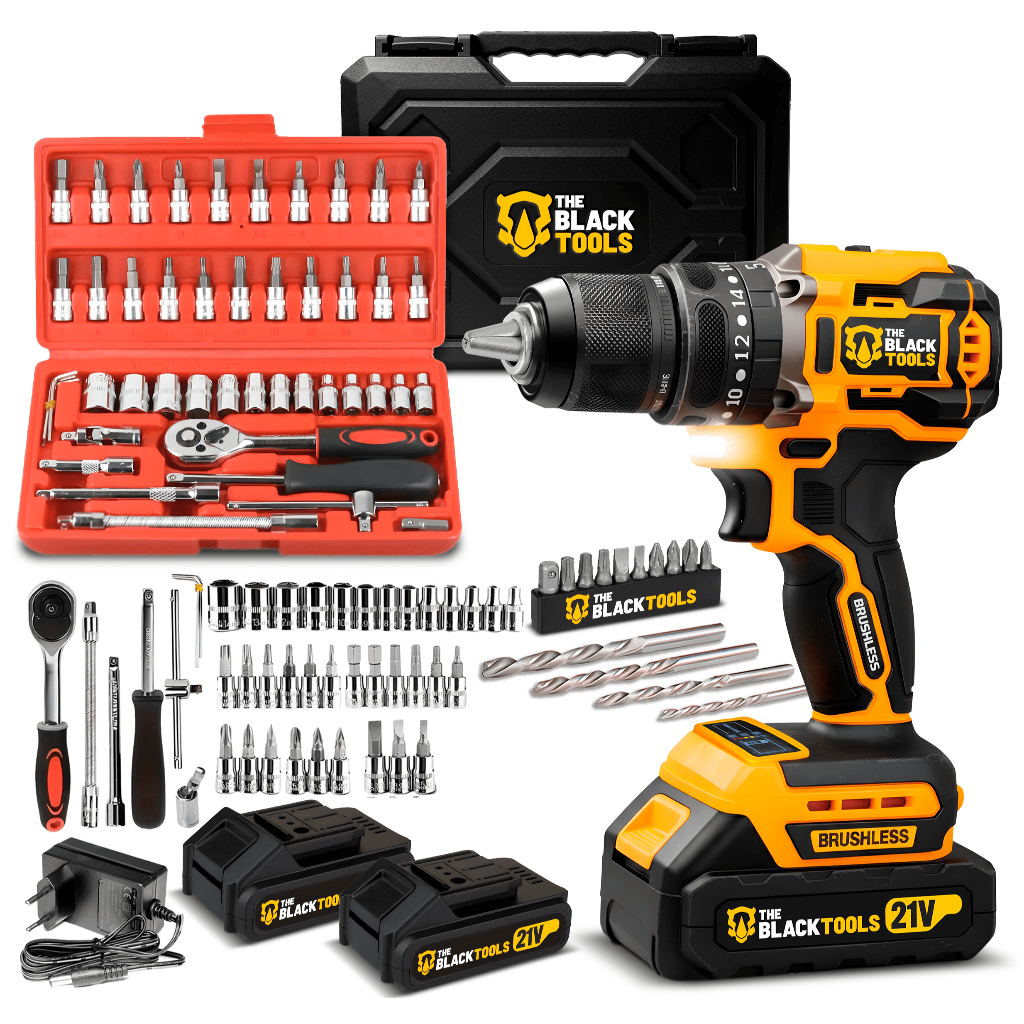 Furadeira Parafusdeira De Impacto 3/8 Brushless + Acessórios em Oferta na Shopee