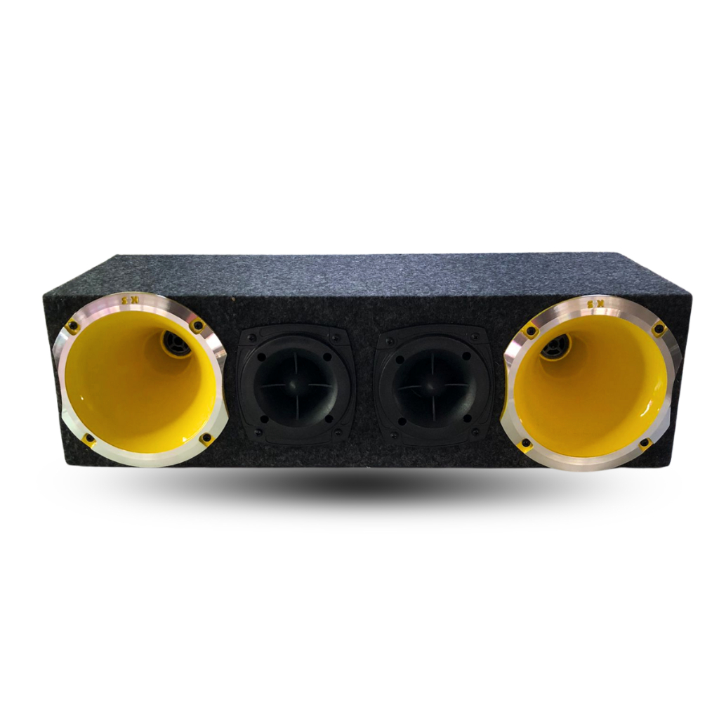 Caixa Corneteira Completa 2 Driver 2 Tweeter 2 Cone Alumínio Amarelo