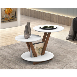 Mesa De Centro Contemporânea Moderna Dois Andares Redonda em Oferta na Shopee