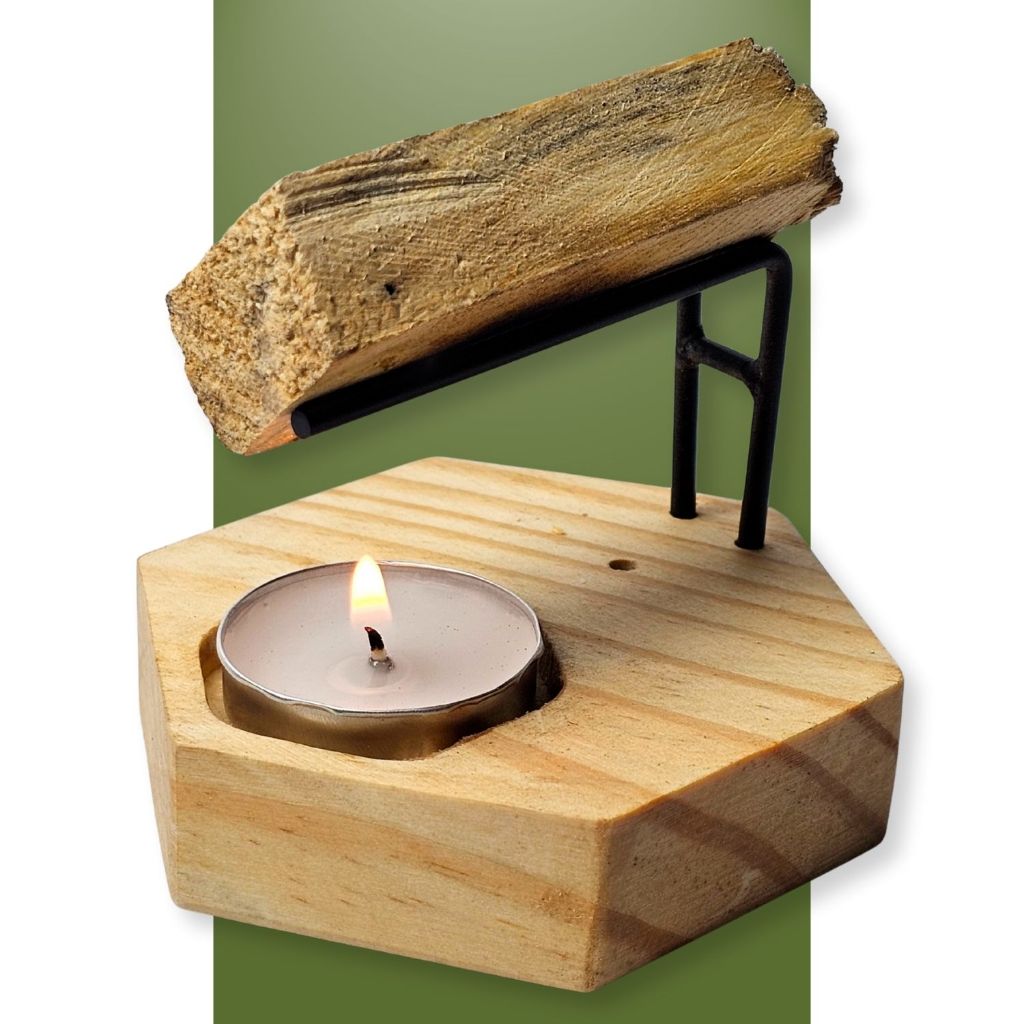 Incensario suporte de Palo Santo 1 vela 1 palo Hexa este queima pela ponta pau santo apoio queimador
