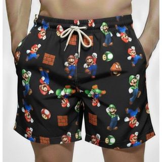 Short Masculino Bermuda Praia Jr Mauricinho Super Mario Poliester Elastano