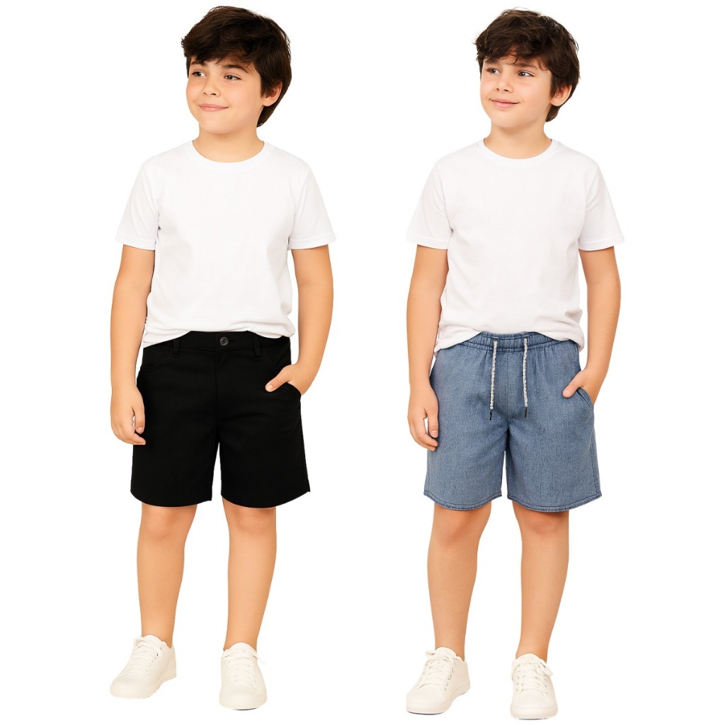 Bermudas Jeans Infantil short de sarja Juvenil Masculina verão Várias Cores