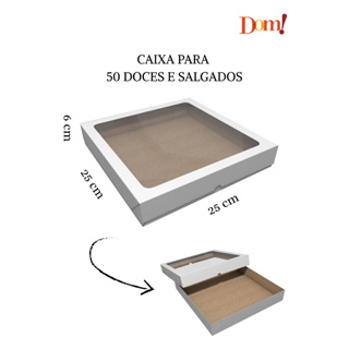 5x Caixas C/S Visor Para 25 / 50 e 100 doces/salgados 25x25x6cm e 35x35x6cm em Oferta na Shopee