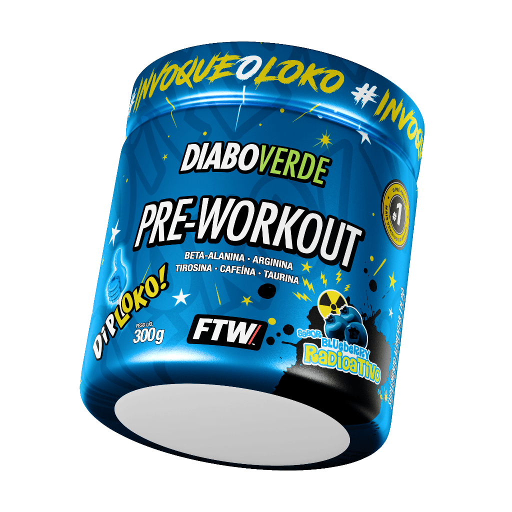 FTW Diabo Verde Pré-Treino Dip Loko Pote 300g - #Pre-Workout Cafeína e Beta-Alanina