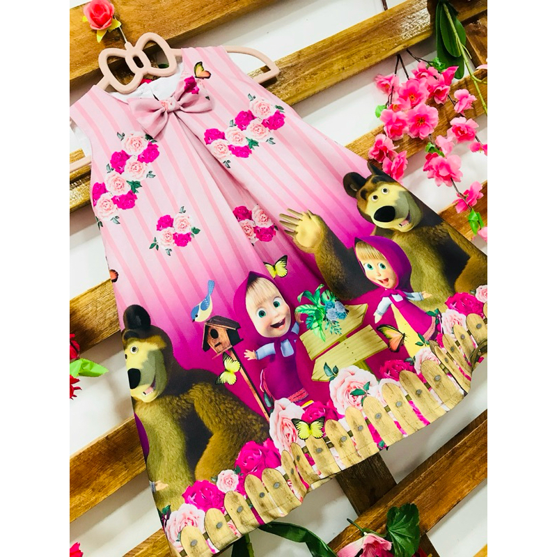 vestido masha e urso temático marcha e urso infantil