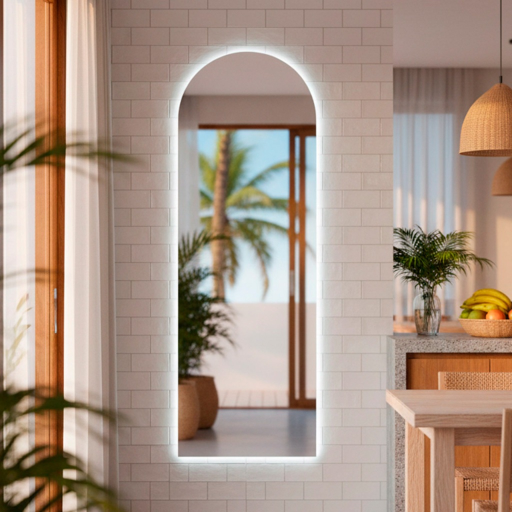 Espelho Orgânico Grande de Parede com Led Mod Vitral 150x50 Decorativo para Sala Quarto Banheiro em Oferta na Shopee