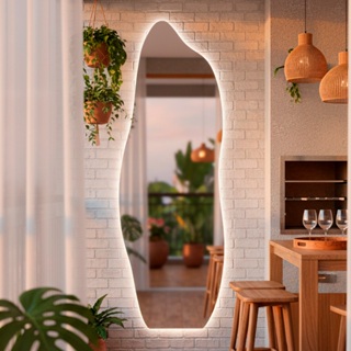 Espelho Orgânico Grande de Parede com Led Mod Flame 150x50 Decorativo para Sala Quarto Banheiro em Oferta na Shopee
