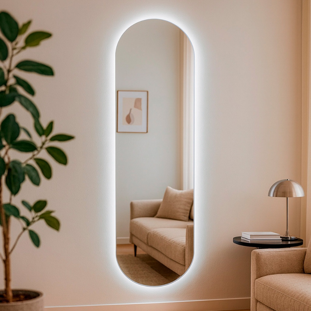 Espelho de Parede Orgânico Grande com Led Mod Pílula 150x50 Decorativo para Quarto Banheiro Sala em Oferta na Shopee