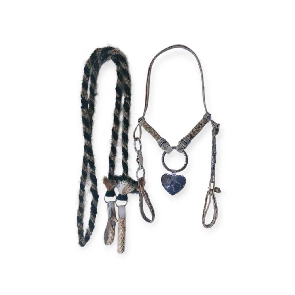 Cabeçada Couro Cru Inox Muares Argolado +Redia Crina Biqueira Crú oferta Redea promoção Rédea
