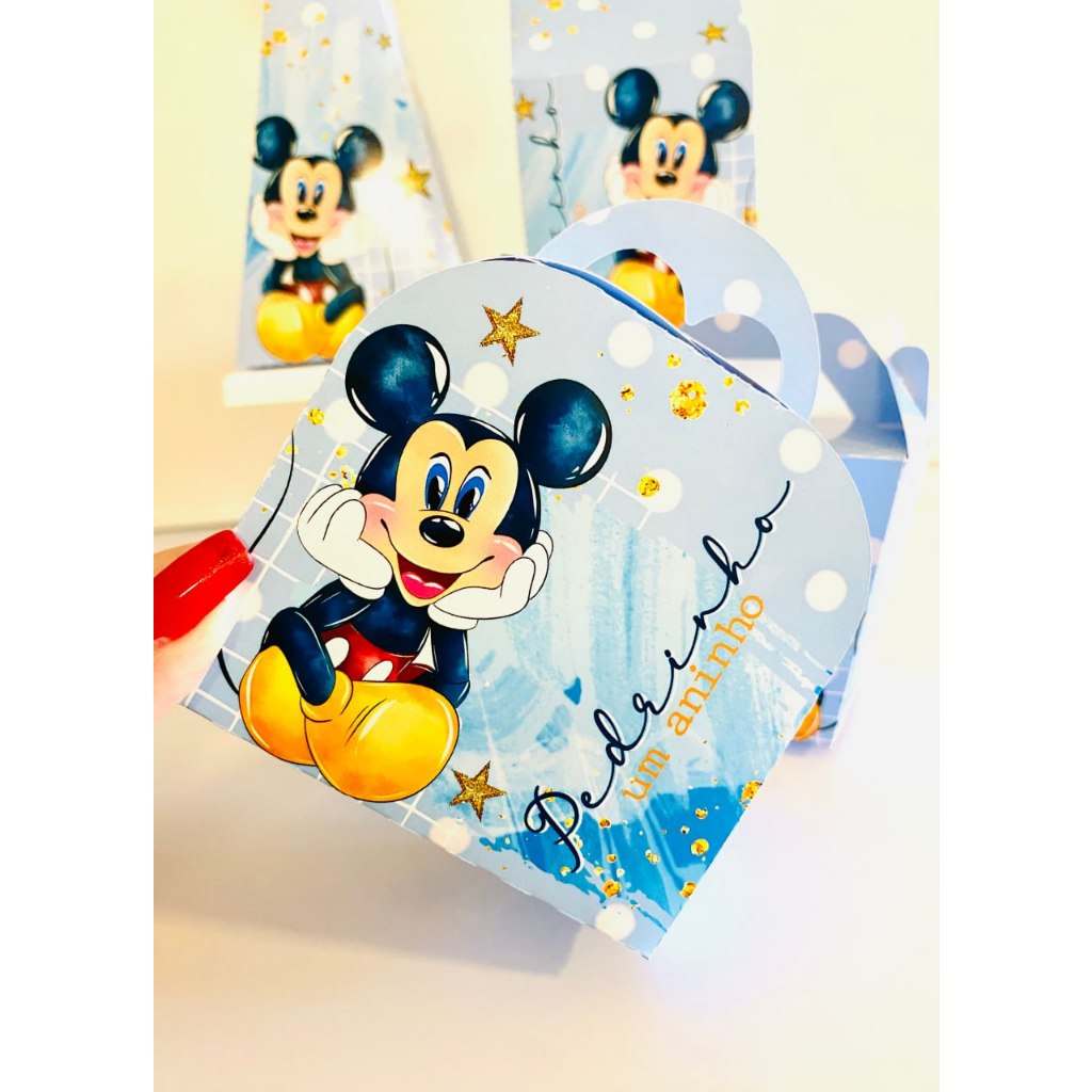 Kit Personalizado Mickey Mouse Aquarela - Mickey Mouse Azul - PEGUE E MONTE