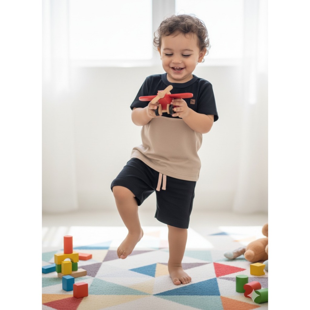 Conjunto Infantil Menino Camiseta Bermuda Lobo Patch