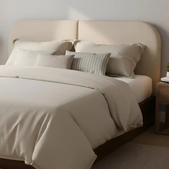 Cabeceira Estofada Painel Orgânico Clean em Linho Para Cama Box Casal 140cm e Queen 160cm -LH Móveis