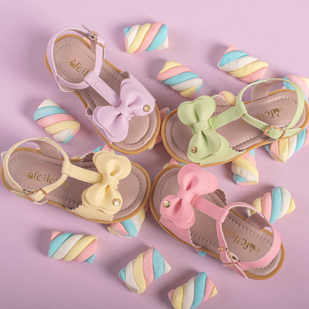 Sandália Infantil Menina Lacinho Doce Encanto - Café com Leite