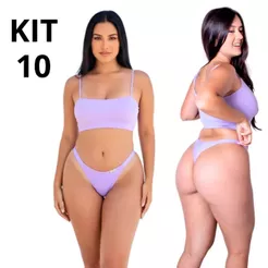 10 Calcinha Microfibra Fio Duplo Cós Alto Não Marca Roupa Confortável Sensual Biquini Marquinha