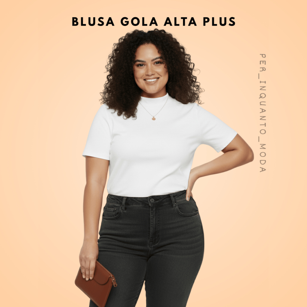 Blusa Camisa Social Feminina Plus Size Gola Alta Manga 3/4 Curta Visco Lycra