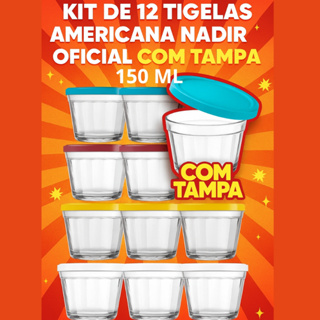 Kit 12, 6 e 3 Potes de Vidro Nadir 150ml c/ Tampa–Tigela Americana Original Multiuso Micro-ondas, Freezer e etc. em Oferta na Shopee