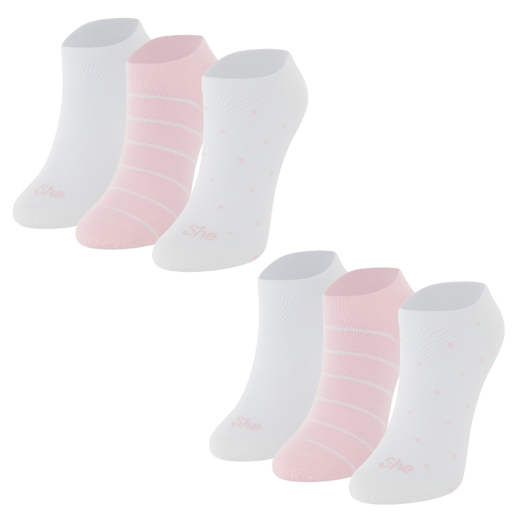 Kit 6 Pares Meias Femininas She by Mash Algodão Soquete Invisível Confortáveis Dia a Dia - Original