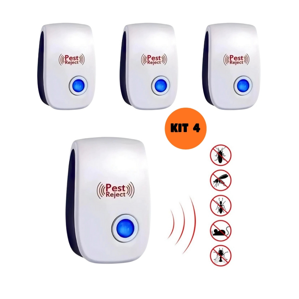 KIT 4 Repelente Eletrônico Ultrassônico Mosca Pernilongos