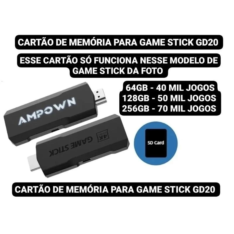 Cartão para Console Game Stick GD20 Atualizado 2026 - Envio Imediato