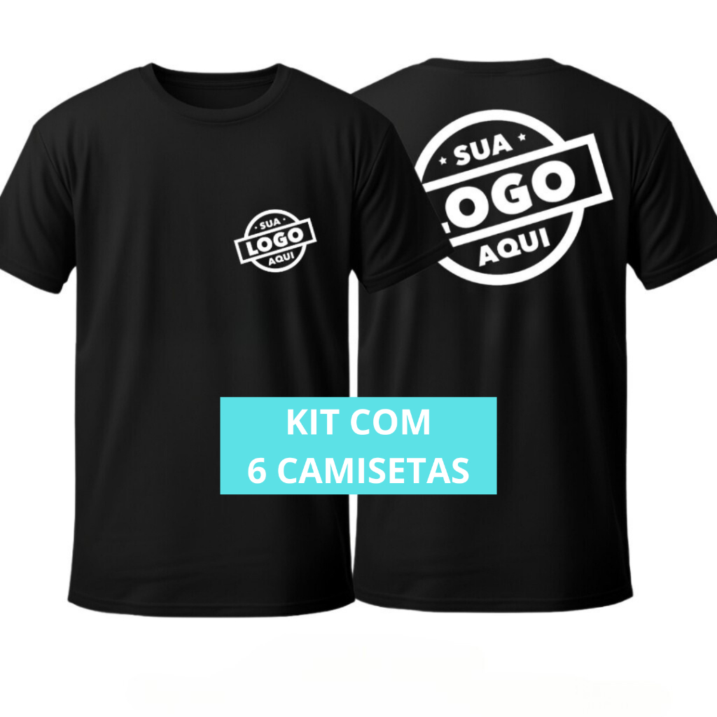 KIT 6 Camisetas Personalizadas Uniforme Com Sua Logo - 100% Algodão Premium - Empresarial ou Pessoal em Oferta na Shopee