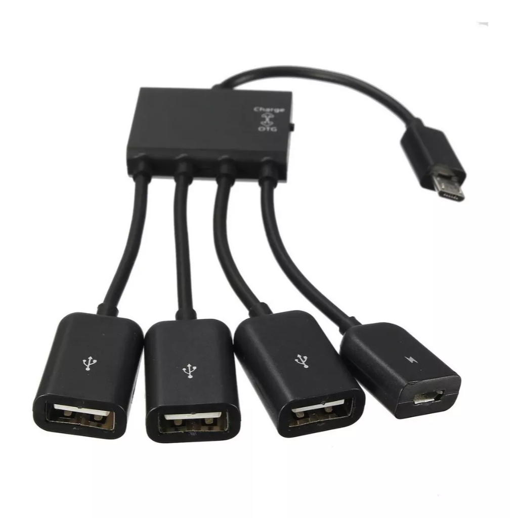 Hub Adaptador Otg Cabo Micro Usb 3 Portas + 1 Carregador Serve Mi Tv Fire TV Entre Outros