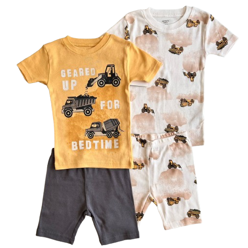 PIJAMA CARTERS MENINO VERÃO TRANSPORTES 4PÇS - 2T/3T/4T/5T