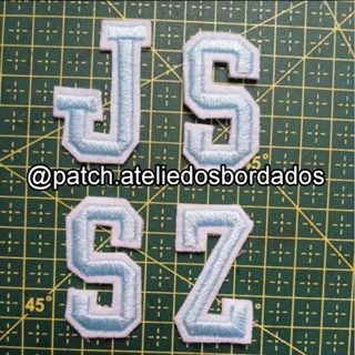 Patch bordado termocolante letras Azul claro em Oferta na Shopee