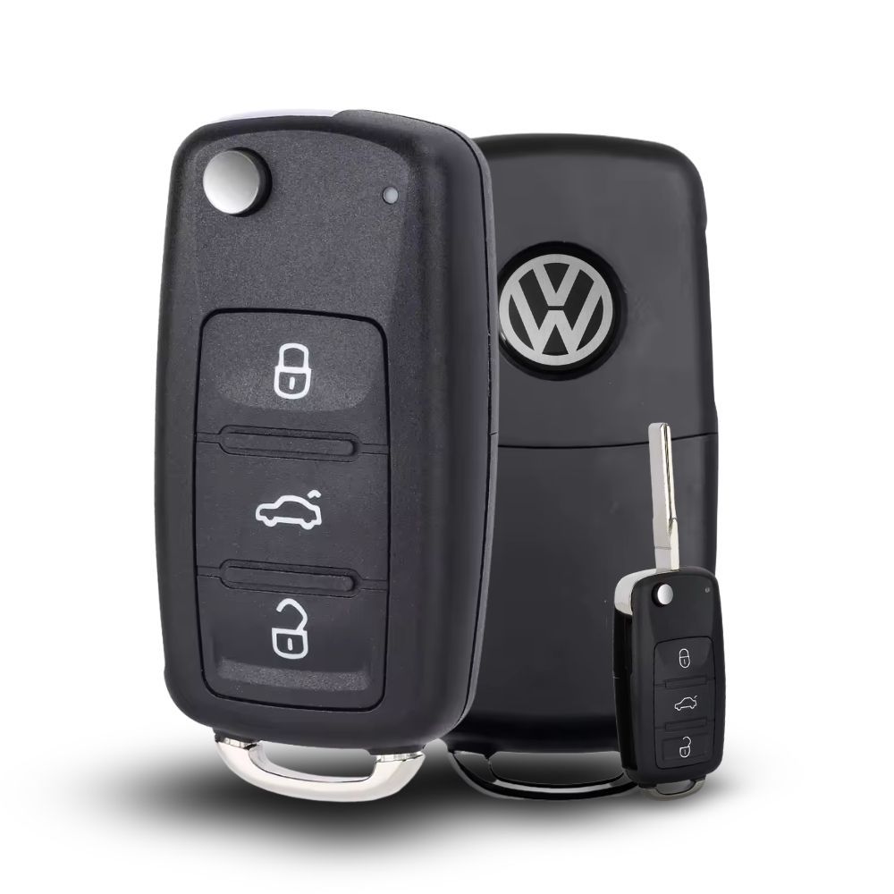 Carcaça Chave Canivete Volkswagen Gol Jetta Voyage Fox Golf G6 3 Botões Com Lâmina Pantográfica Led Em Cima Capa